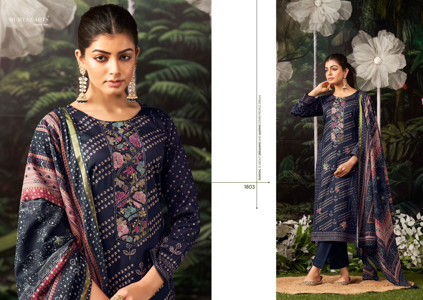 Aachal By Mumtaz Jam Satin Embroidery Printed Salwar Kameez Wholesale Shop In Surat
